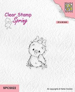 NELLIE'S Transparent Acryl Stempel Motivstempel Clear Stamp -Chick SPCS022 Küken mit Schleife