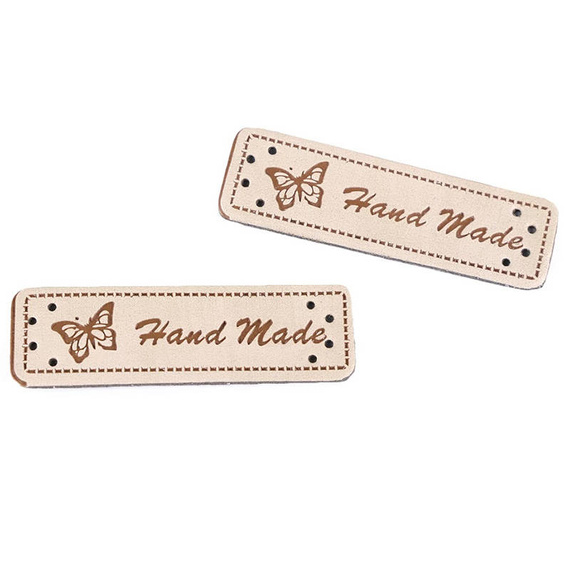 60 Stück Handmade Etiketten - Leder Labels Mit Löchern Zum Annähen