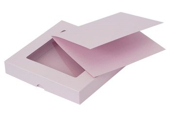  RzP - Box mit Fenster für eine Karte + Blanko Karte zum Basteln - quadratische 15x15x2,5 - Rosa