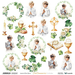 30x30cm doppelseitig Scrapbooking Papier - ScrapAndMe - First Communion boy 4 - Ausschneidebogen