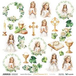 30x30cm doppelseitig Scrapbooking Papier - ScrapAndMe - First Communion girl 5 - Ausschneidebogen