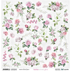 30x30cm doppelseitig Scrapbooking Papier - ScrapAndMe - Pink Roses - Blumen - Ausschneidebogen
