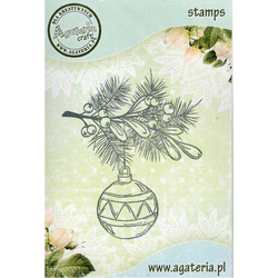 AGATERIA - Transparent Stempel Motivstempel Clear Stamp - Branch with Christmas bauble, Zweig mit Weihnachtskugel