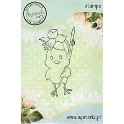 AGATERIA - Transparent Stempel Motivstempel Clear Stamp - Chicken with daffodils, Huhn mit Narzissen