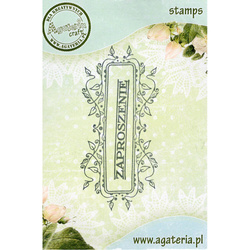 AGATERIA - Transparent Stempel Motivstempel Clear Stamp ZAPROSZENIE - Untertitel PL Rahmen, Blätter