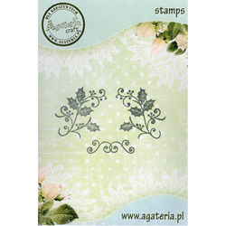 AGATERIA - Transparent Stempel Motivstempel -  Decors holly, Dekore Stechpalme