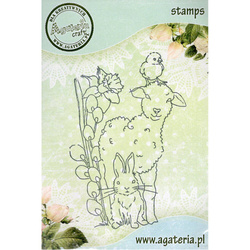 AGATERIA - Transparent Stempel Motivstempel -  Lamb, Rabbit, Chicken,   Lamm, Kaninchen, Huhn