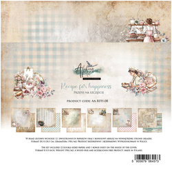 ALCHEMY OF ART Set 12Blatt 20x20cm doppelseitig Scrapbooking Papier,  Recipe for happiness