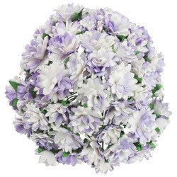 ASTERN 15mm 50Stk Scrapbooking Maulbeerpapier Blumen Flowers, zweifarben lila