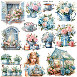 AUFKLEBER Dekor Stickers - ScrapLove - Blaue Rosen