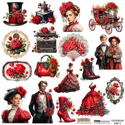 AUFKLEBER Dekor Stickers - ScrapLove - Victorian red 2