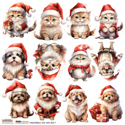 AUFKLEBER ScrapLove Christmas Cat and Dog - Weihnachten Katze und Hund