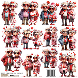 AUFKLEBER ScrapLove Dekor Stickers - Funny Valentines Old Couple 2 Großeltern in der Liebe