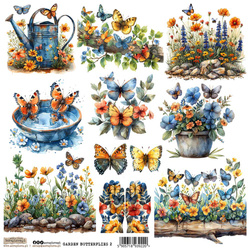 AUFKLEBER ScrapLove Dekor Stickers - Garden Butterflies 2 Schmetterlinge in Blumen