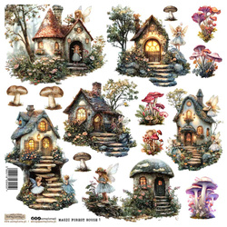 AUFKLEBER ScrapLove Dekor Stickers - Magic Forest Houses  1 - Märchenhafte Häuser