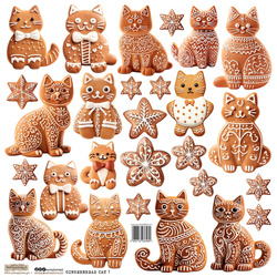 AUFKLEBER ScrapLove - Gingerbread Cat 1 - Lebkuchen Katze 1 Kekse Katzen