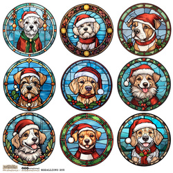 AUFKLEBER ScrapLove Medallion Dog 1 - Medaillon Hund 1 Weihnachten