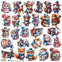 AUFKLEBER ScrapLove  Winter Animals Set 1 - Wintertiere Set 1 Tiere in Winterkleidung