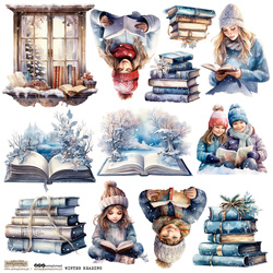 AUFKLEBER - ScrapLove - Winter Reading 1 - Winterlektüre 1