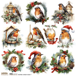 AUFKLEBER ScrapLove Winter Robin Bird 1 - Winter Rotkehlchen Vogel 1 Weihnachtsroulette