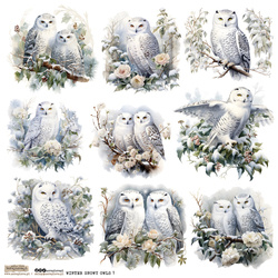 AUFKLEBER ScrapLove Winter Snowy Owl - Winter Schnee-Eule 1 Eulen