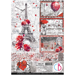 CIAO BELLA Satz 8Stk 21x30cm doppelseitigen Scrapbooking Papier - Paris Je T'aime