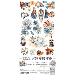 CRAFT OCLOCK 15,5x30,5cm Scrapbooking Papier mit Elementen, Cozy Winterland - Flowers