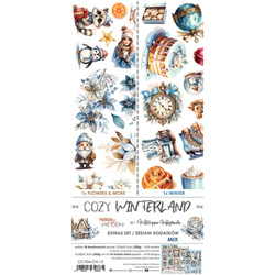 CRAFT OCLOCK 15,5x30,5cm Scrapbooking Papier mit Elementen, Cozy Winterland mix