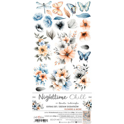 CRAFT OCLOCK 15x30cm Scrapbooking Papier mit Elementen, Nighttime Chill - Flowers