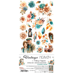 CRAFT OCLOCK 15x30cm Scrapbooking Papier mit Elementen, Vintage Heaven - Flowers