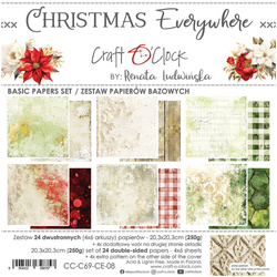 CRAFT OCLOCK 24 Blatt 20x20cm doppelseitig Scrapbooking Papier 190g, Christmas Everywhere - BASIC