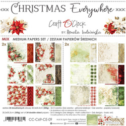 CRAFT OCLOCK 24 Blatt 20x20cm doppelseitig Scrapbooking Papier 190g, Christmas Everywhere mix