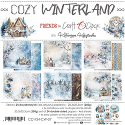 CRAFT OCLOCK 24 Blatt 20x20cm doppelseitig Scrapbooking Papier 190g, Cozy Winterland