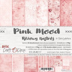 CRAFT OCLOCK 24 Blatt 20x20cm doppelseitig Scrapbooking Papier 190g, Pink Mood
