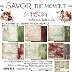 CRAFT OCLOCK 24 Blatt 20x20cm doppelseitig Scrapbooking Papier, Savor the Moment  BASIC