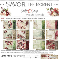 CRAFT OCLOCK 24 Blatt 20x20cm doppelseitig Scrapbooking Papier, Savor the Moment mix