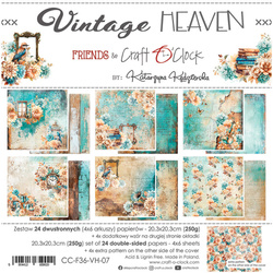 CRAFT OCLOCK 24 Blatt 20x20cm doppelseitig Scrapbooking Papier, Vintage Heaven