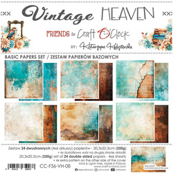 CRAFT OCLOCK 24 Blatt 20x20cm doppelseitig Scrapbooking Papier, Vintage Heaven- BASIC