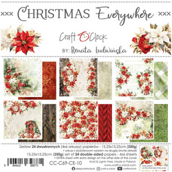 CRAFT OCLOCK Set 24 Blatt 15x15cm doppelseitig Scrapbooking Papier, Christmas Everywhere