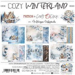 CRAFT OCLOCK Set 24 Blatt 15x15cm doppelseitig Scrapbooking Papier, Cozy Winterland