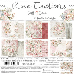 CRAFT OCLOCK Set 24 Blatt 15x15cm doppelseitig Scrapbooking Papier, Rose Emotions