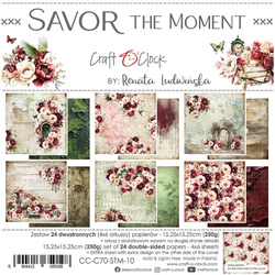 CRAFT OCLOCK Set 24 Blatt 15x15cm doppelseitig Scrapbooking Papier, Savor the Moment