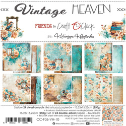 CRAFT OCLOCK Set 24 Blatt 15x15cm doppelseitig Scrapbooking Papier, Vintage Heaven