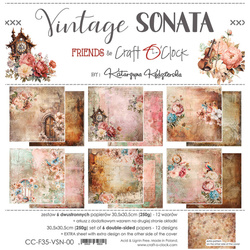 CRAFT OCLOCK Set 6 Blatt 30,5x30,5cm doppelseitig Scrapbooking Papier 250g, Vintage Sonata