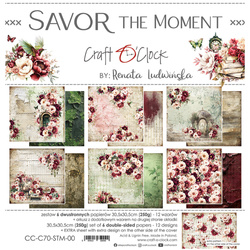 CRAFT OCLOCK Set 6 Blatt 30,5x30,5cm doppelseitig Scrapbooking Papier, Savor the Moment