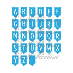 CRAFT PASSION Stanzform Präge Stanzschablone Cutting Die - Banner mit dem Alphabet ENG