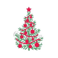 CRAFT PASSION Stanzform Präge Stanzschablone Cutting Die - Weihnachtsbaum mit Christbaumkugeln