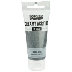 Cremige Acrylfarbe Metallic Rokoko Silber/ Metallic Rokoko Silber 60ml - PENTART