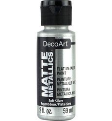 DECO ART Metallische Matt Acrylfarbe Multisurface 59ml, Soft Silver DMMT04