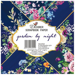 DECORER Scrapbooking-Bastelpapier-Set 20x20 - Garden by Night Garten bei Nacht